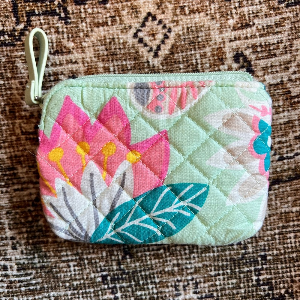Vera Bradley Floral Quilted Wallet - Pink and Green